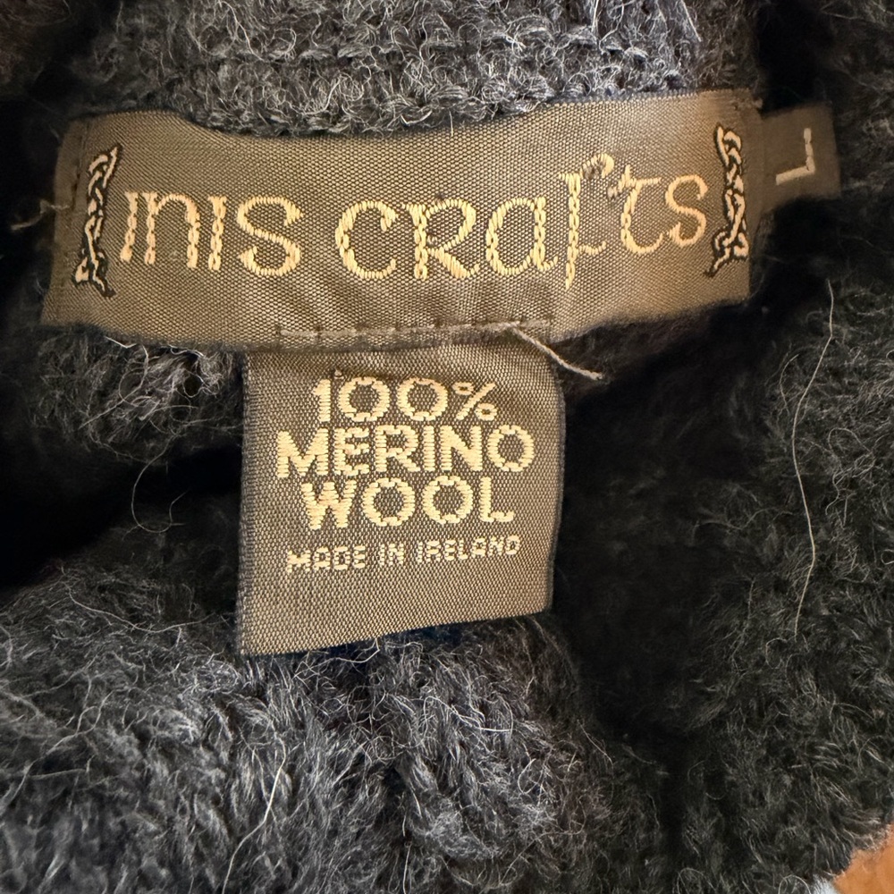 Inis Crafts - Irish Turtleneck  Sweater 100% Merino Wool made in Ireland Men’s L - Picture 6 of 10